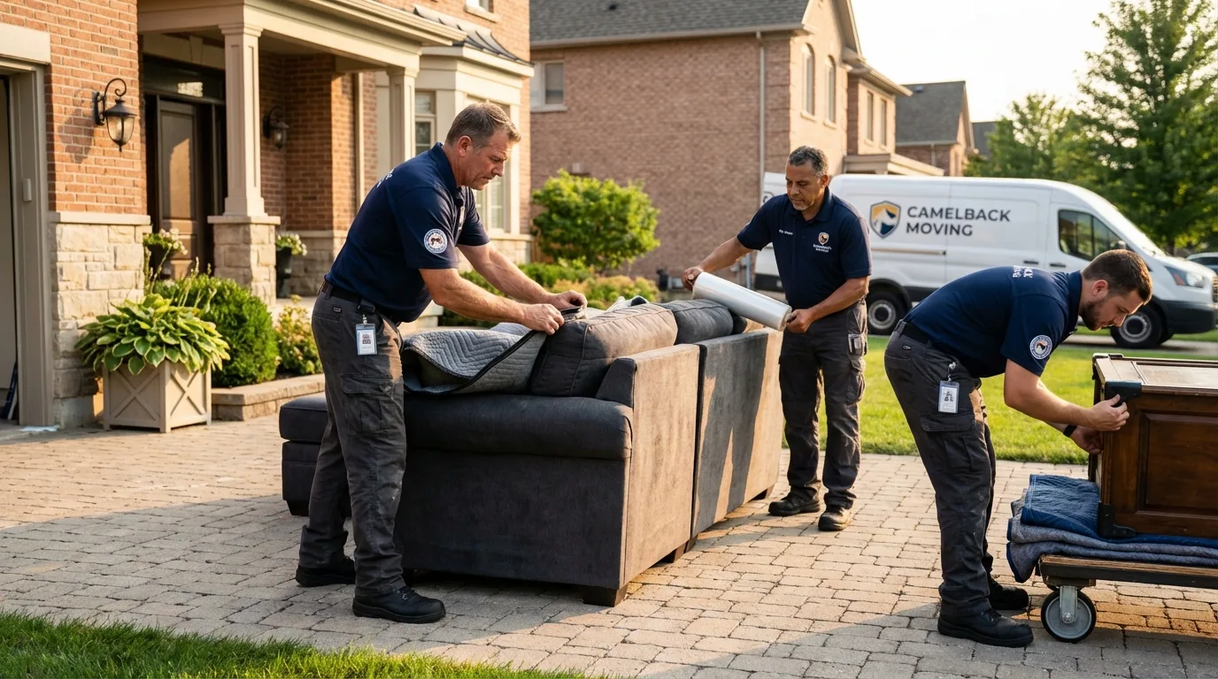 Large estate moving crew wrapping furniture in Neligh, NE